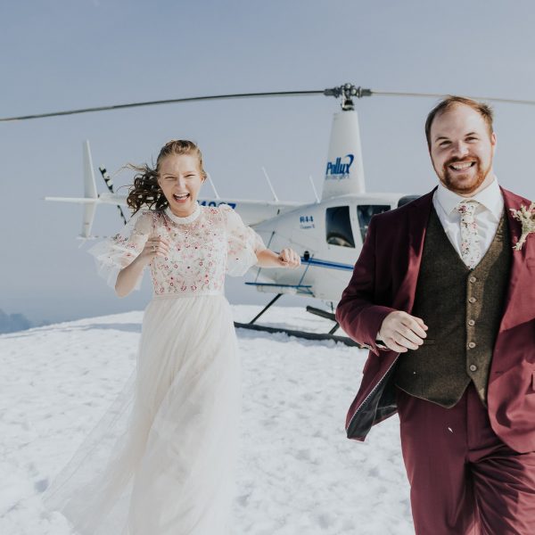 alaska helicopter elopement wedding glacier snow