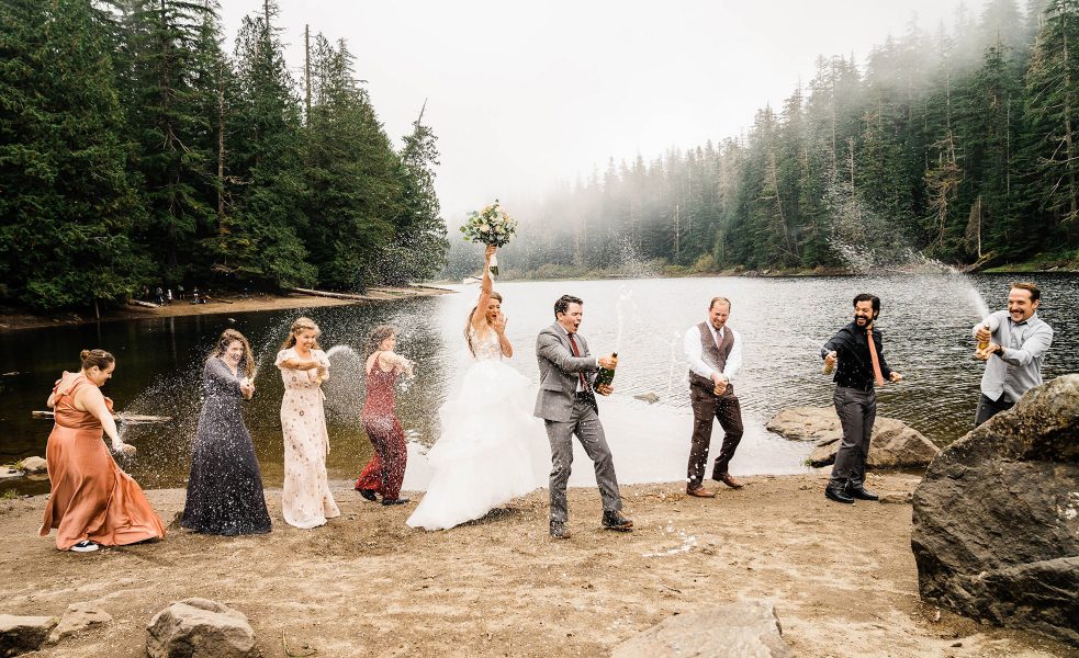 A champagne toast in the backcountry of Washington