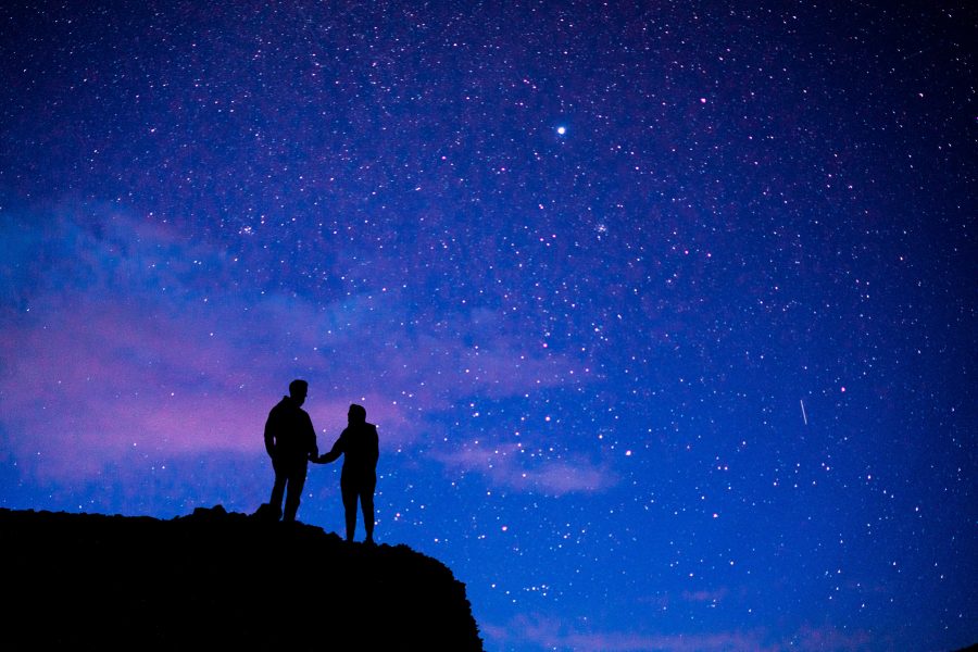 Elopement under the starry night sky.