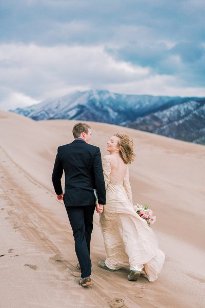 Great Sand Dunes National Park elopement in winter.