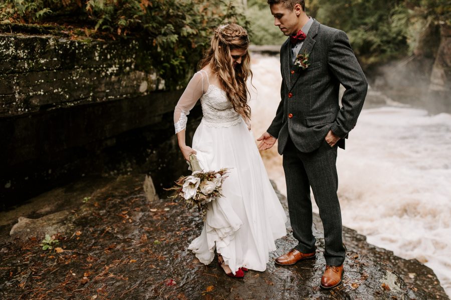 Michigan Elopement Waterfall