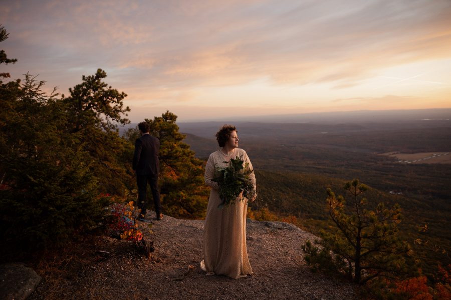 Beautiful Catskills sunrise mountain elopement
