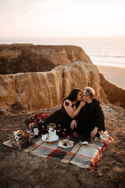 Northern California Elopement with picnic on the coast