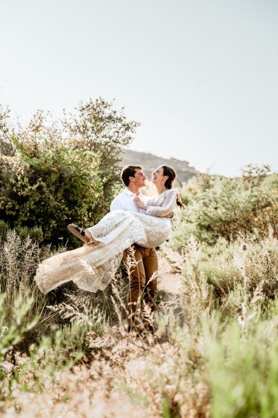 Couple laughing during their Arizona elopement