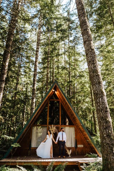 Oregon A-Frame Forest Elopement by Myrtle Creative Co.