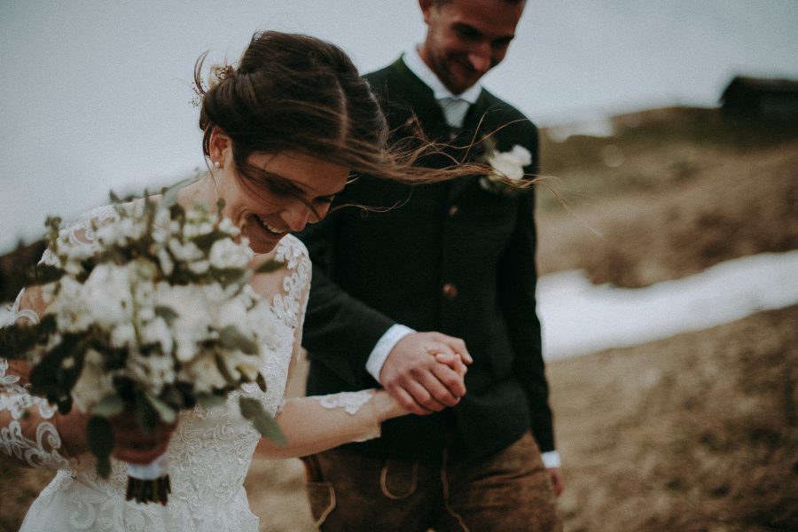 Bride With Wind Blowing Her Hair