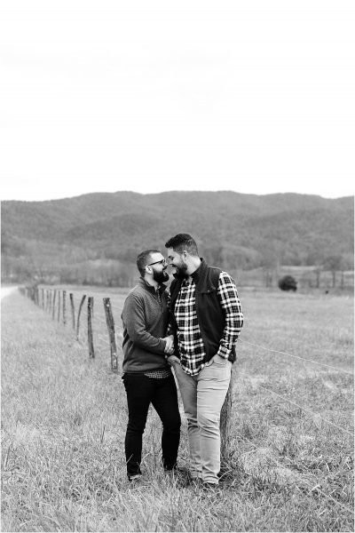 Black and White Smoky Mountain Engagement Photo