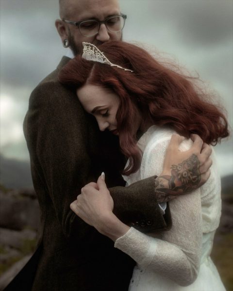 vintage bride during elopement in Scotland