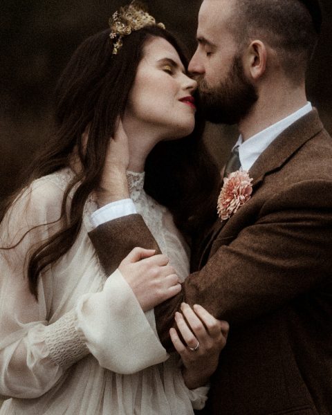 Scottish elopement couple in an embrace