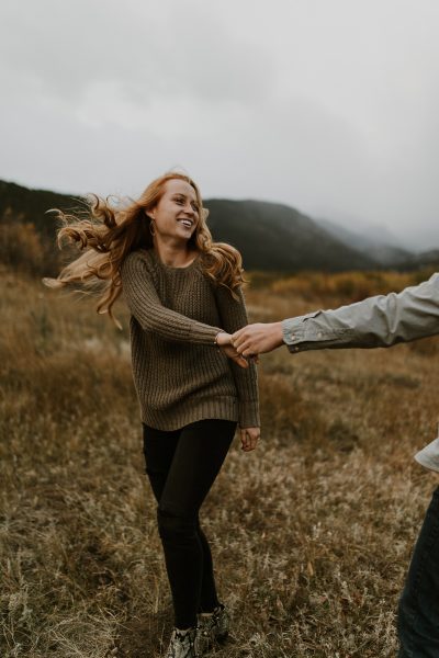 couple dancing in moody mountain scene