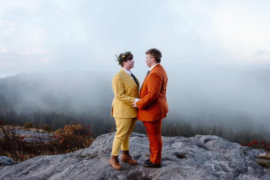 LBGTQ+ couple eloping in the mountains near Asheville, NC