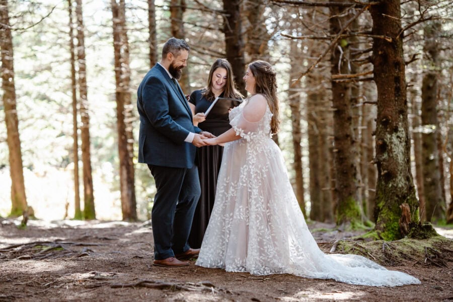 An elopement ceremony in the forest in North Carolina