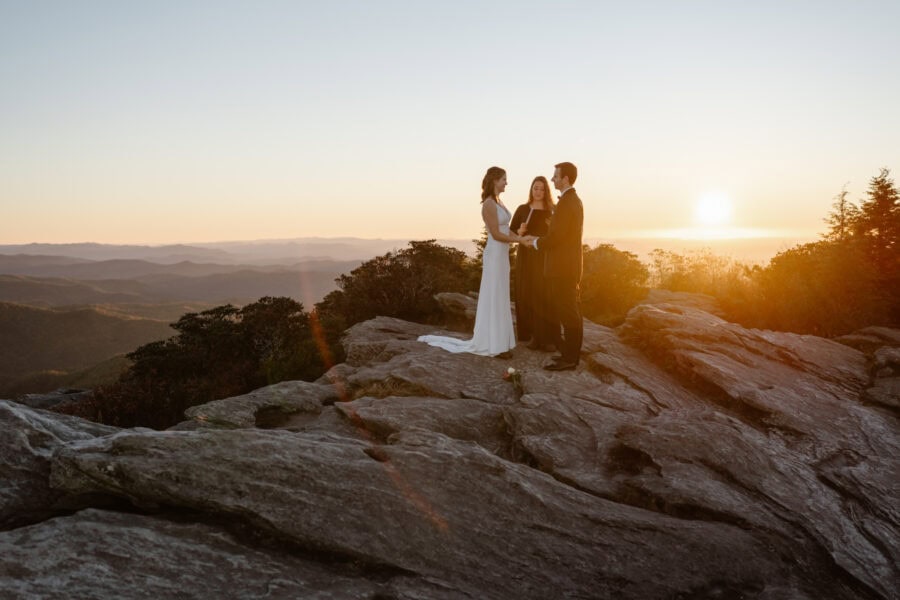 Couple eloping in the mountains near Asheville, NC