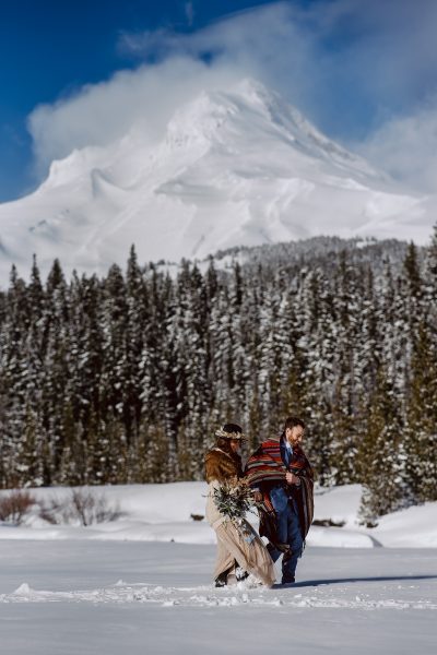 Mount Hood Oregon winter snowy elopement