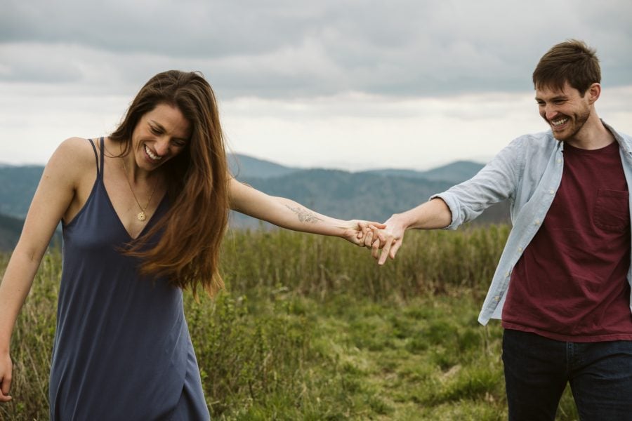 Playful Engagement Photos at Black Balsam