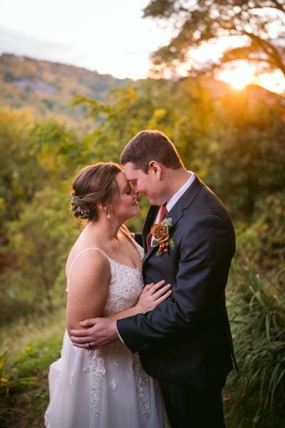 Sunset Wedding Photos at the Poplars at Bearwallow