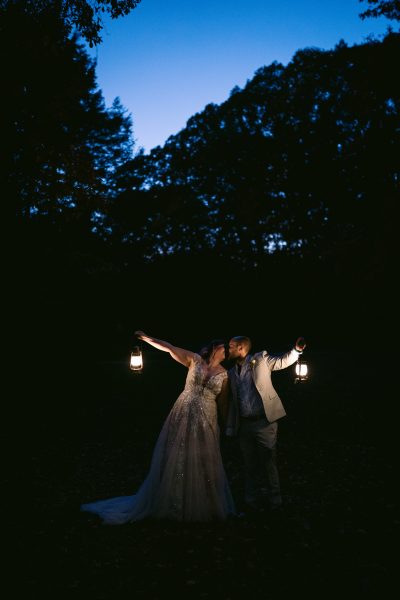 Blue Hour wedding photos at Asheville Botanical Gardens