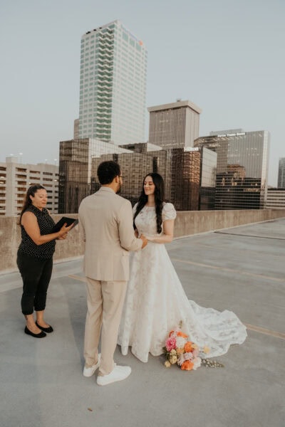 elopement ceremony taking place on a rooftop in Tampa
