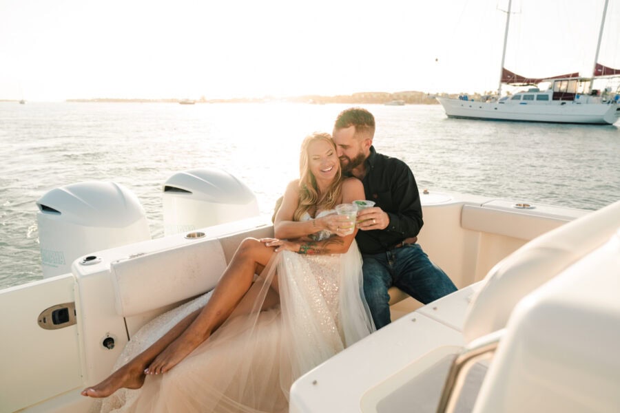 couple celebrates elopement on boat in florida
