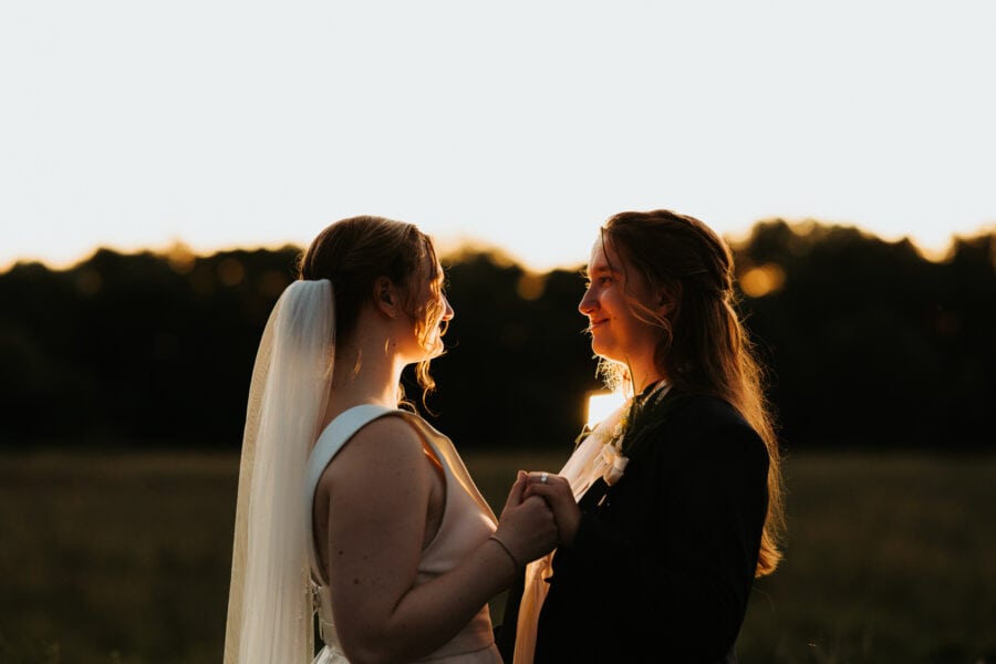 Two women gazing into each other's eyes