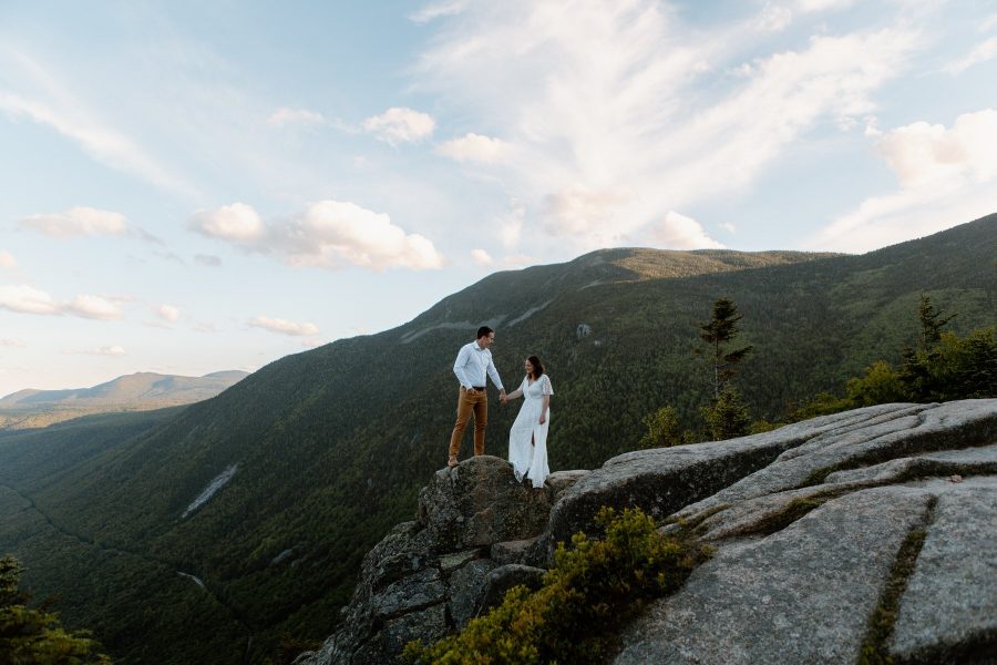 Elopement couple standing in White Mountains NH