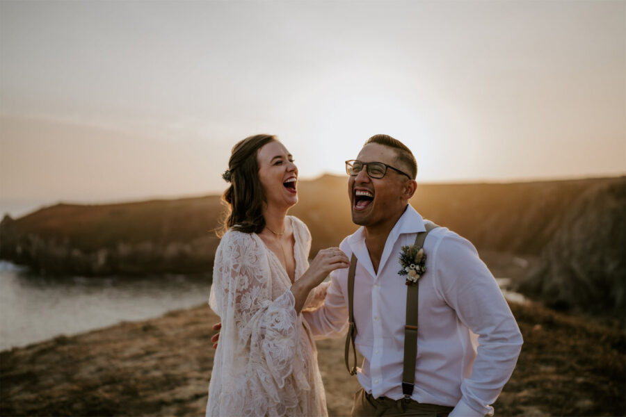 couple laughing during their elopement