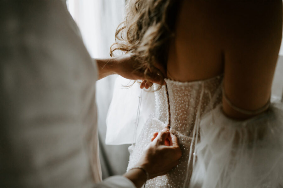 couple getting ready in Venice, Italy for Wedding