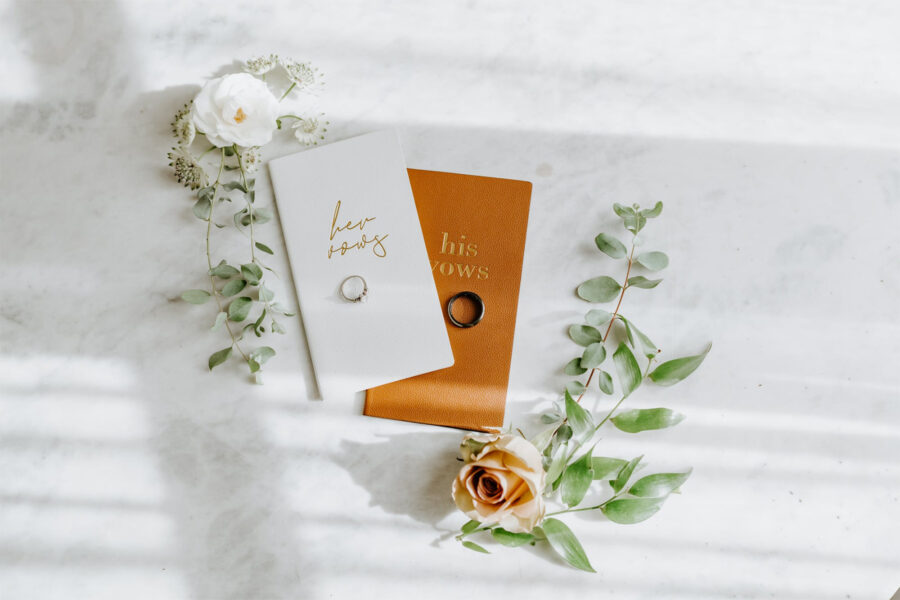 wedding detail photos of vow books