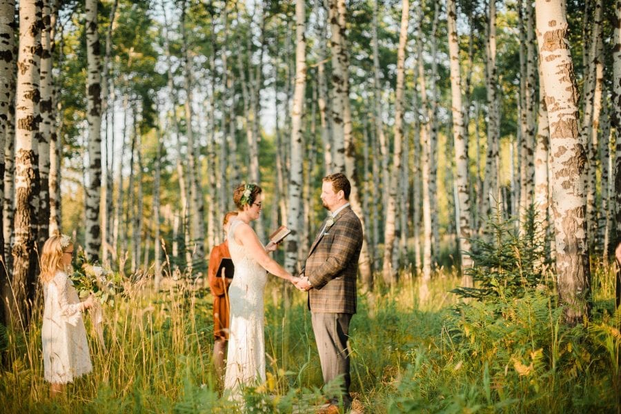 Couple elopes in aspen forest in the Black Hills of South Dakota