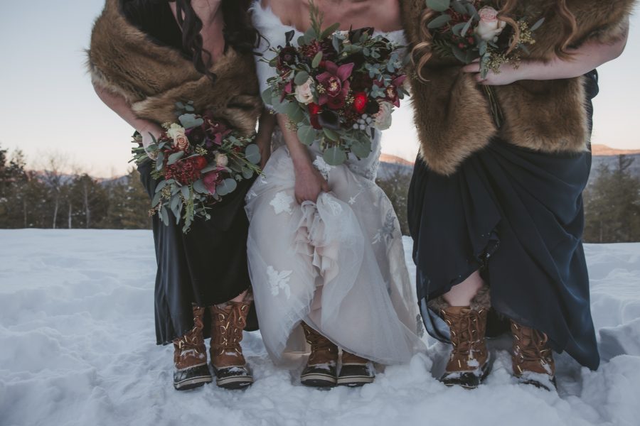 boots and florals white mountains north conway. new hampshire elopement