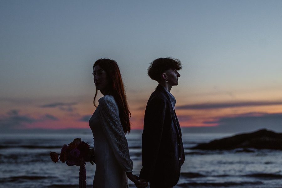 Blue hour Washington elopement on coast
