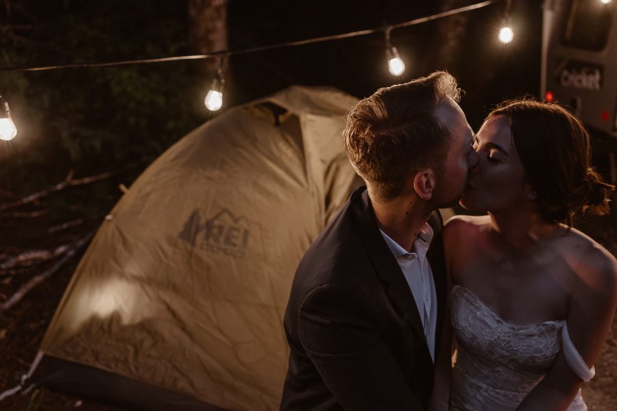 Nighttime camping photoshoot after North Cascades elopement