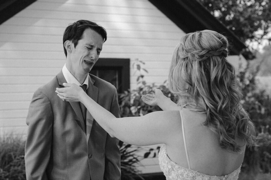 First look groom crying