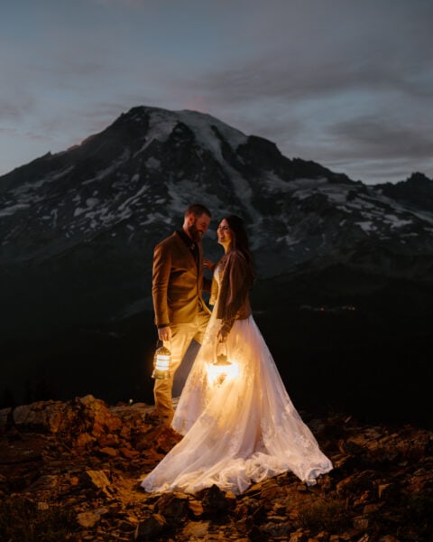 Bride and groom eloping at Mount Rainier National Park.