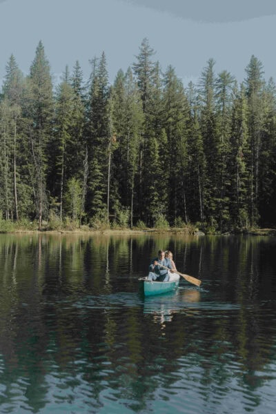 Couple Canoeing in Lake Banff