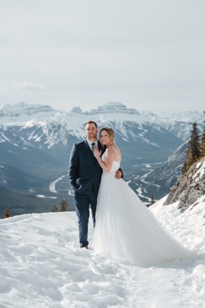 Couple overlooking mountain in Banff