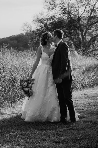 Newlywed couple shares a moment after their wedding ceremony.