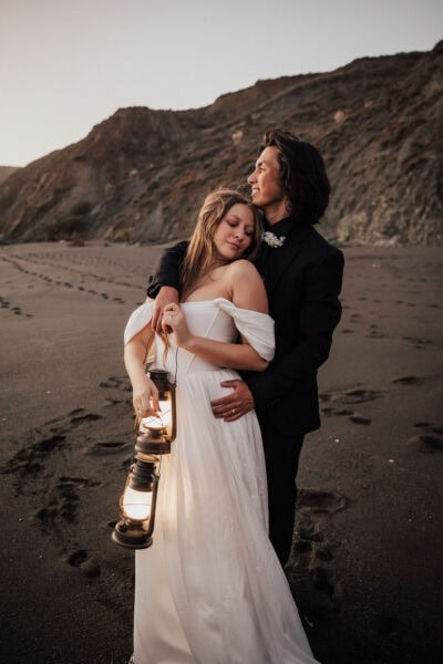 black sand beach elopement