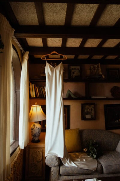 Elopement wedding dress in an antique hotel in Old San Juan